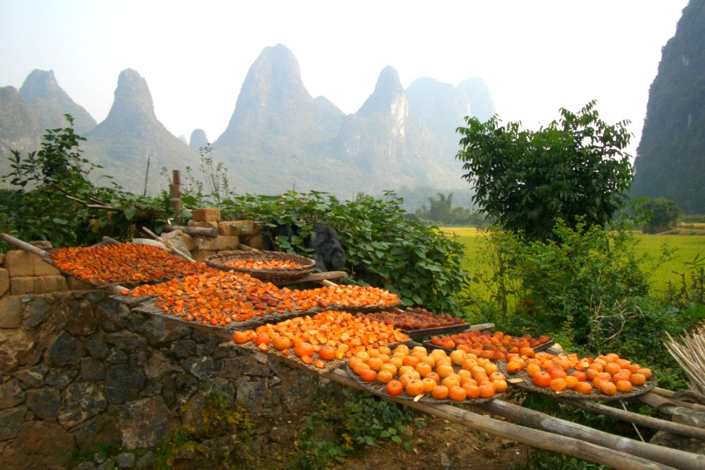 중국의 장족,계림,구체구의 아름다운 풍광