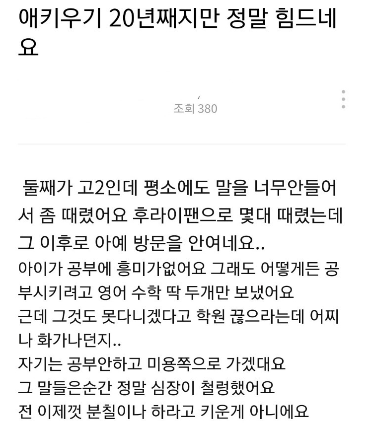 애 키우기 20년째