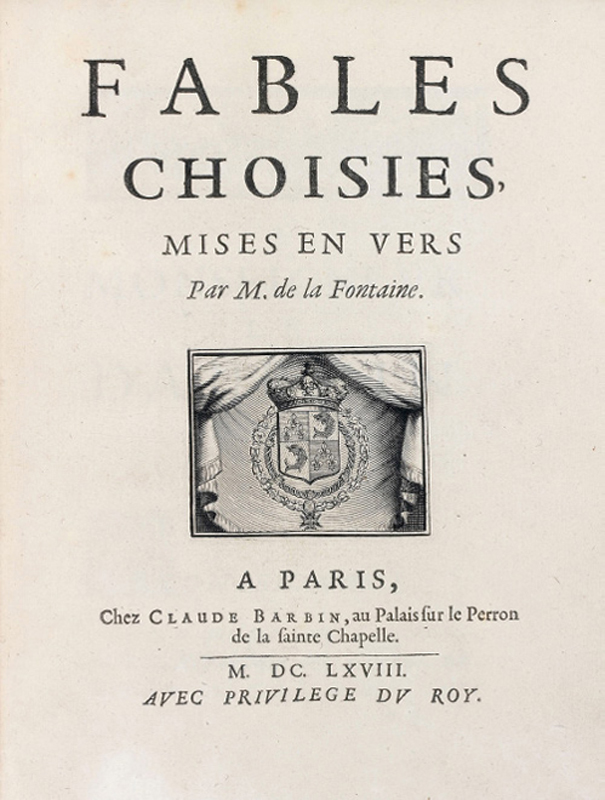1692년 프랑스에서 발행된 《우화 시집》 속표지
