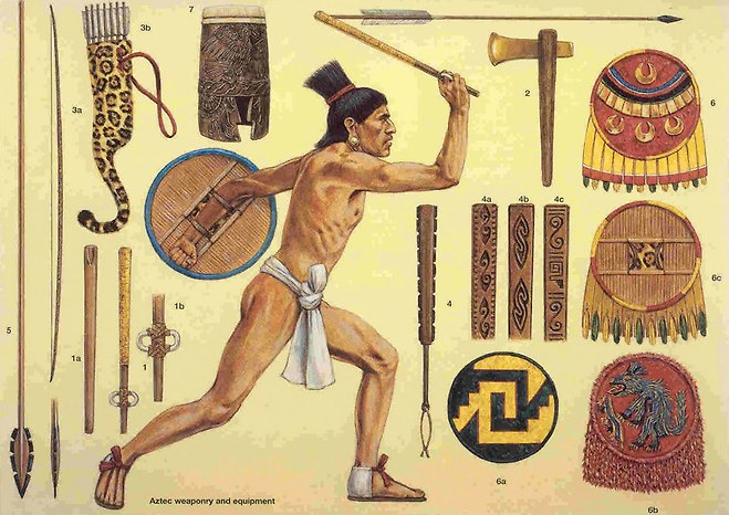 아즈텍 전사와 무기