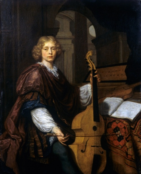 비올라 다 감바를 연주하는 청년, 얀 페르콜레의 1672년 그림