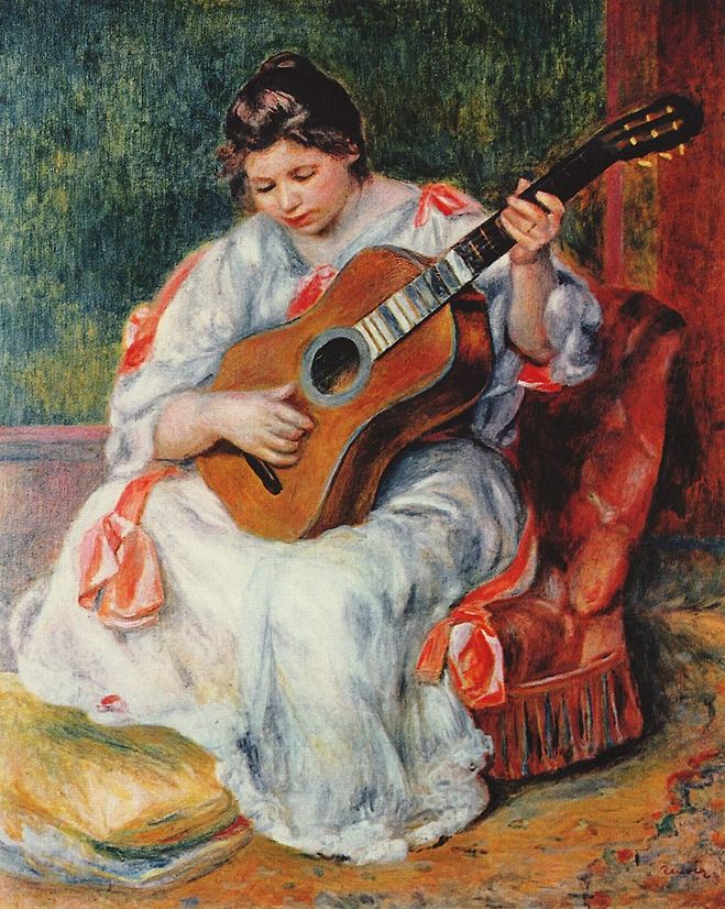 기타를 연주하는 여인, 르누아르(1896~1897)