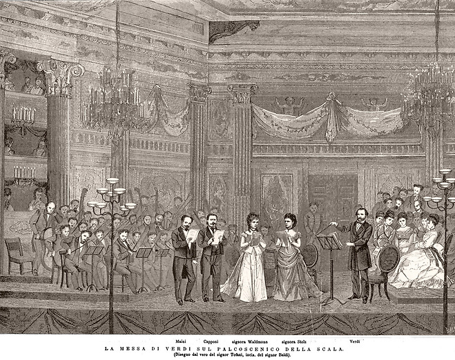 이탈리아 밀라노의 라 스칼라 극장에서 공연하는 모습(스케치), 1874년