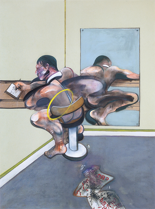 프랜시스 베이컨, 〈거울에 비친 글 쓰는 형상〉, 캔버스에 유화 / 198×147cm