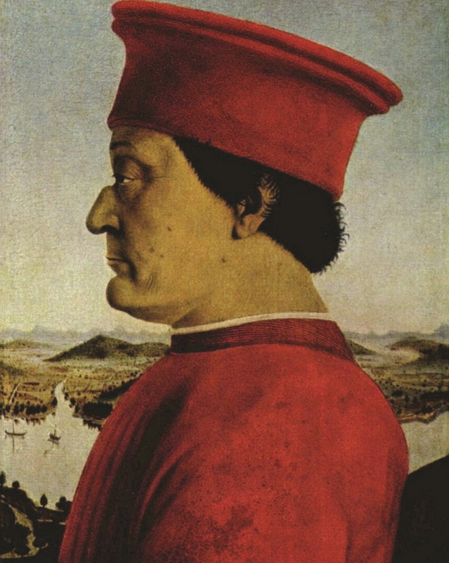 우피치 미술관에 소장되어 있는 〈페데리코 다 몬테펠트로 공작 부부의 초상화〉