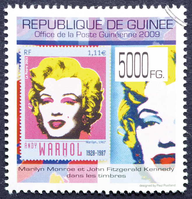 앤디 워홀이 실크 스크린 기법으로 제작한 〈마릴린 먼로〉가 담긴 우표