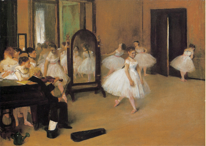 드가, 〈발레 수업〉, 1871년, 패널에 유채, 19×27cm, 미국 뉴욕 메트로폴리탄 미술관