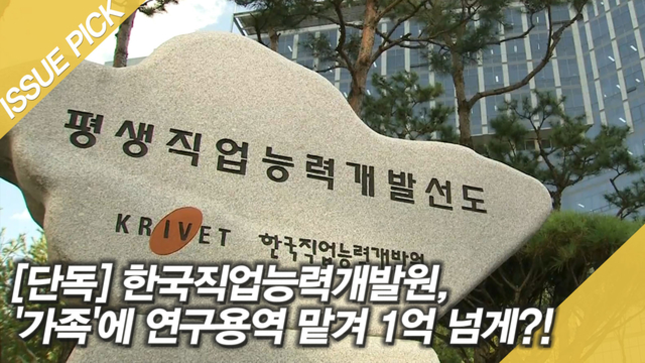 한국직업능력개발원, 가족에게 연구용역 맡겨 1억 넘게 썼다! [단독] - kakaoTV 한국직업능력개발원, 가족에게 연구용역 맡겨 1억 넘게... 