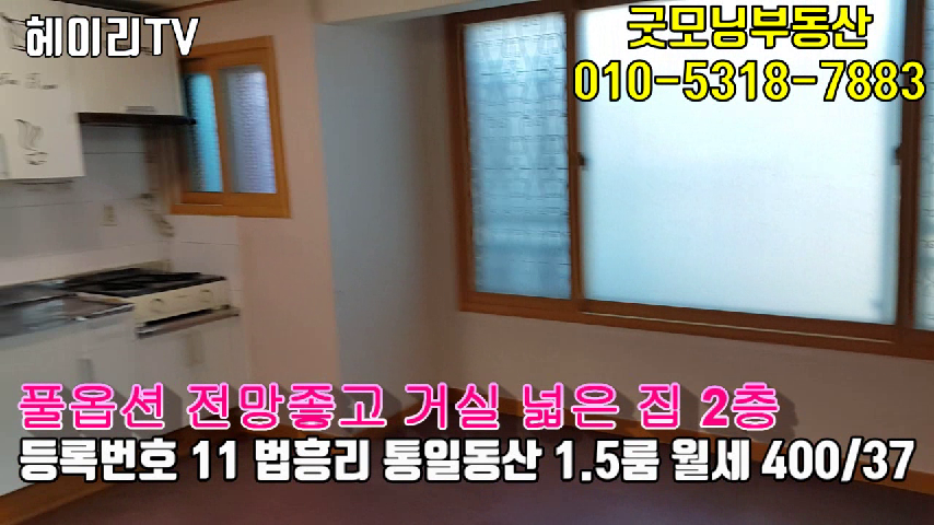  파주 탄현면 법흥리 통일동산 1.5룸 임대 전망좋고 거실 넓은 집