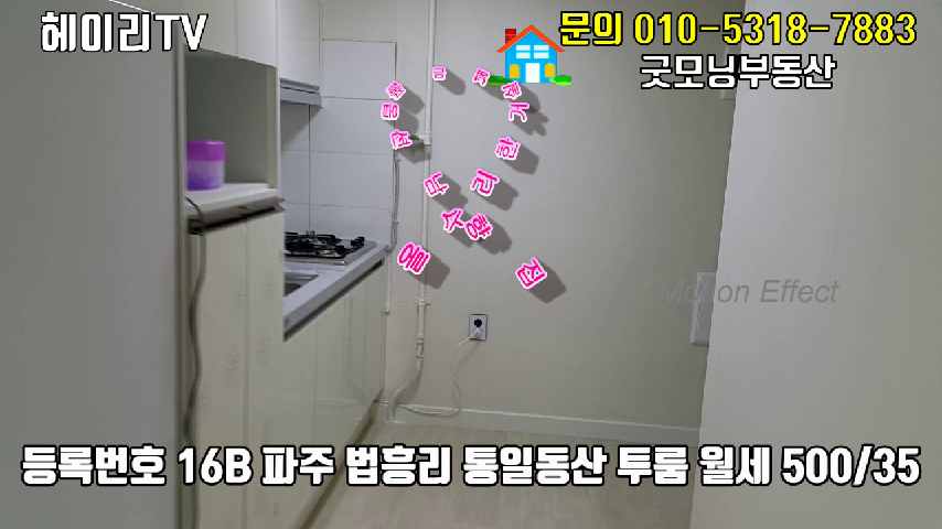  파주 문발동 투룸 인접 법흥리 통일동산 전원주택단지 내 올수리한 깔끔한 풀옵션 넓은 투룸 임대