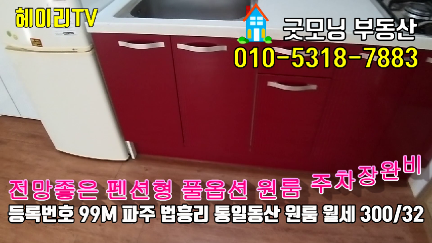  파주 목동동 원룸 인접 탄현면 통일동산 전원주택단지 내 풀옵션 주차장완비된 펜션형 넓은 원룸 임대