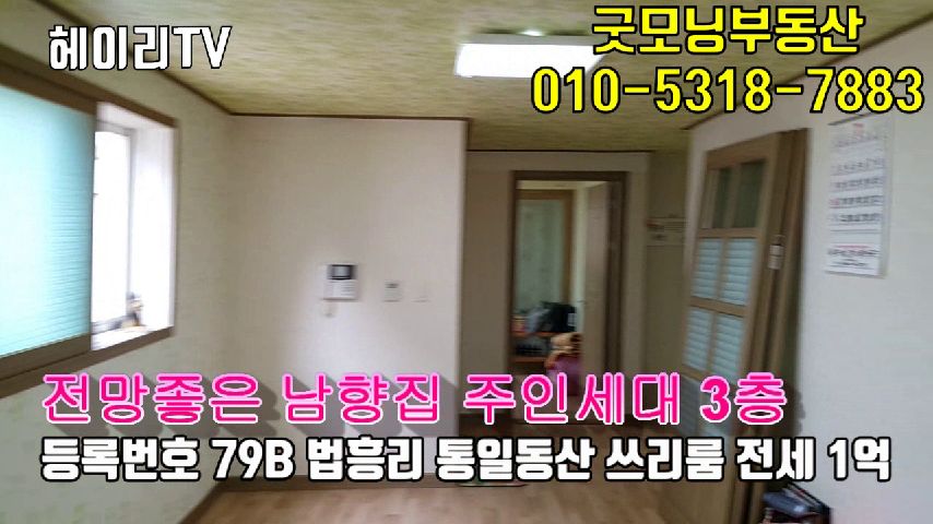  파주 탄현면 법흥리 쓰리룸 전세 1억 전망좋은 남향집, 통일동산 전원주택 쓰리룸 임대