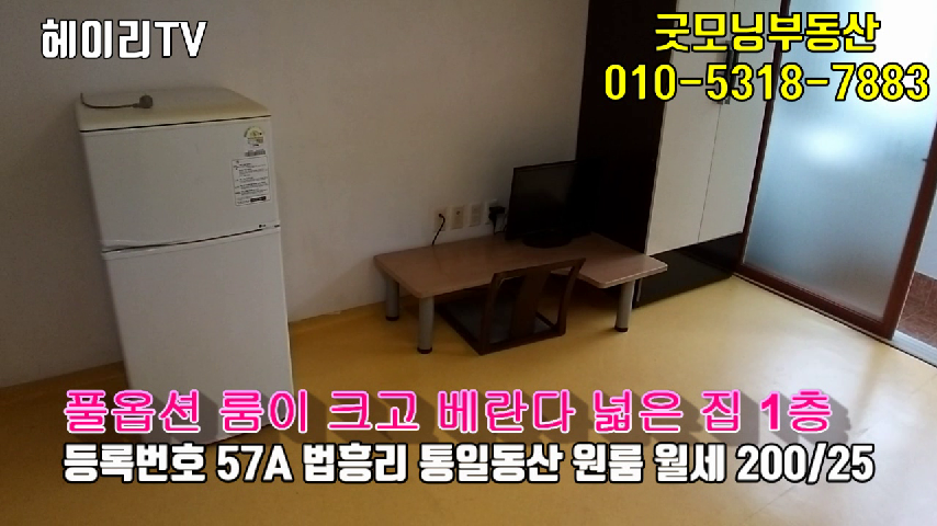  파주 문발동 인근 법흥리 통일동산 원룸임대 200/25만 풀옵션 베란다 넓은 집 1층
