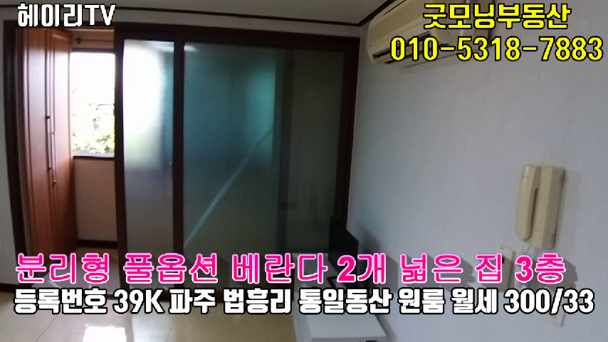  파주 송촌동 원룸 인접 법흥리 통일동산 원룸 임대 옷방있는 럭셔리한 분리형 풀옵션 3층