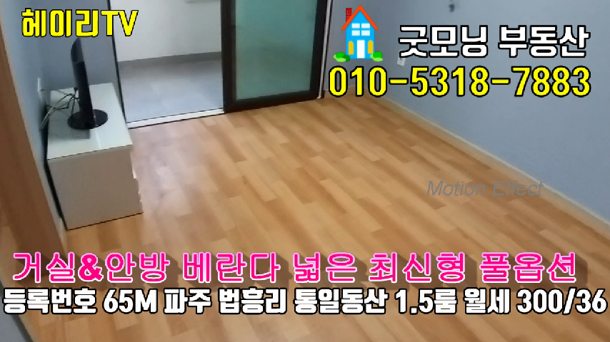  파주 탄현면 법흥리 1.5룸 임대 주차장 완비된 풀옵션 베란다 넓은 투베이 룸