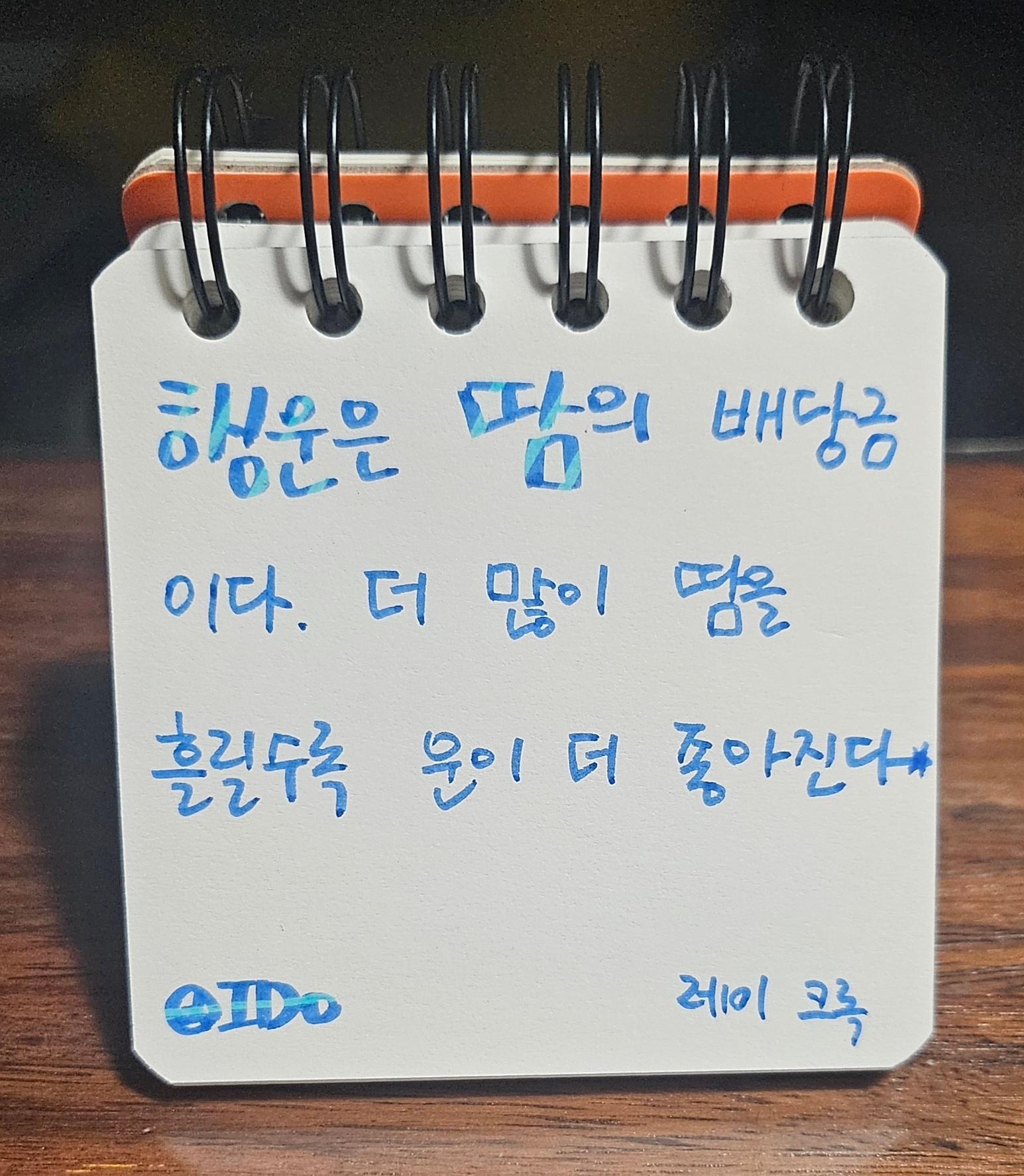 땀을 열 바가지 흘린 날 쓰는 한 줄 명언