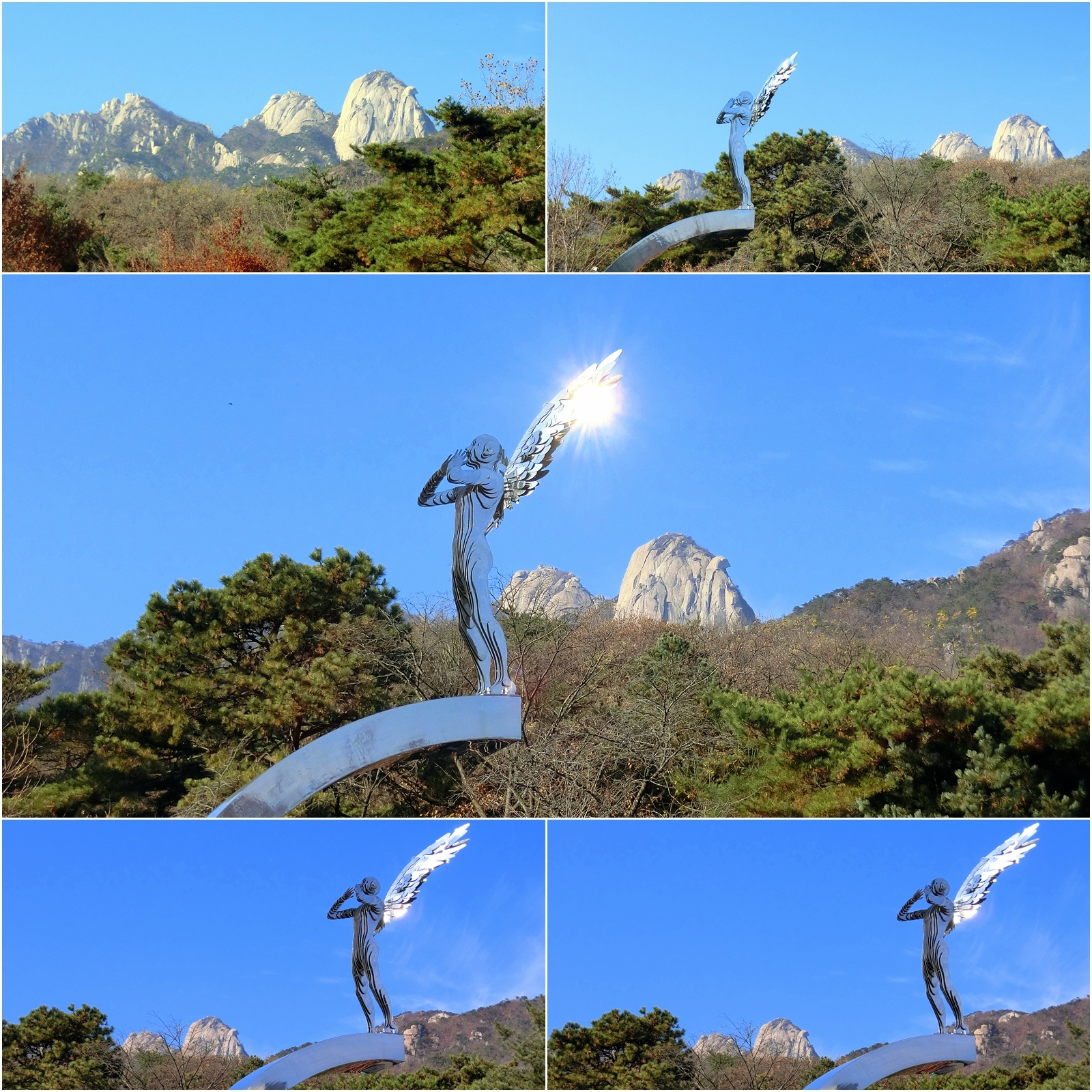 북한산의 만경대.백운대.인수봉 이미지