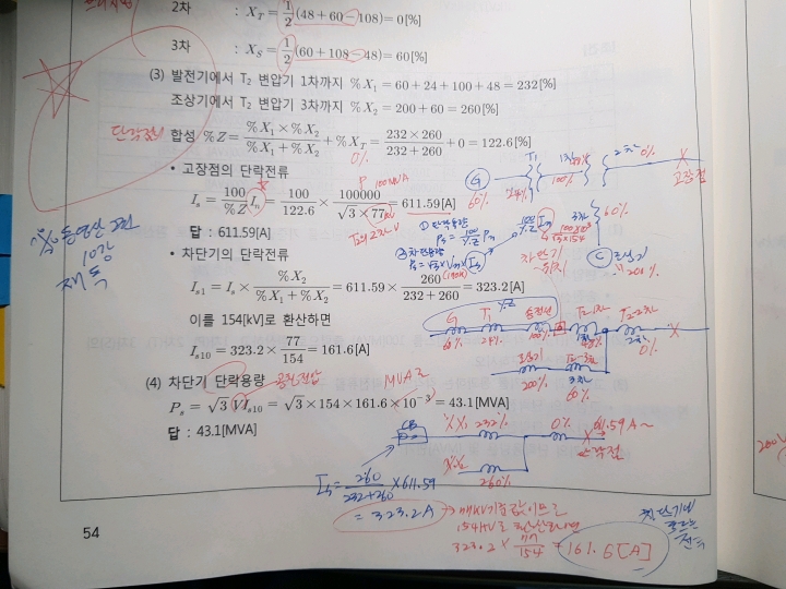 과년도2권 p53 문제15번에서 차단기 단락전류 및 단락용량 - [실기] 다산교재 기출문제집 - 전기기사 한번에 합격하기