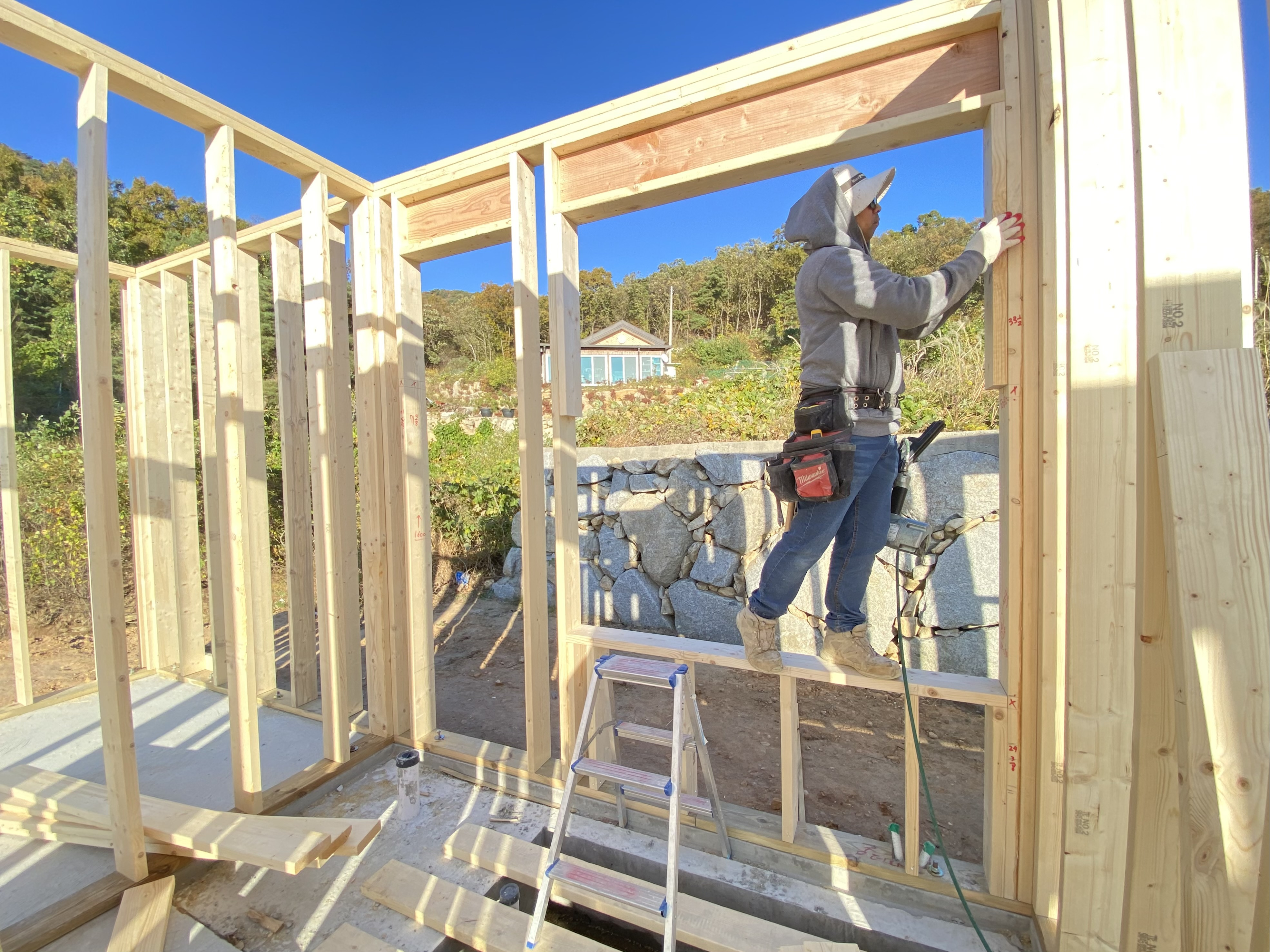 강화 여차2 현장 4일차 - 벽체 조립, 트리머 및 크리플 작업 - 강화 여차② 37 - (주)나무집사랑