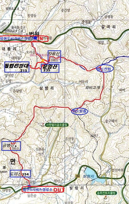 운암산(235m).돌탑전망대(215m).자웅산(수산264m).금병산(294m).도마산(154m)/경기 파주 - 경기도 - 안드로이드 gps & earth... 