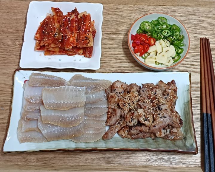 흑산도 홍어 삼합 - 카페상품 요리 - 전통음식만들기2