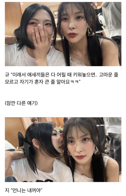 지영이는 괴롭히고 싶고 영지는 예뻐해줘야한다는 규리여신.jpg | 인스티즈