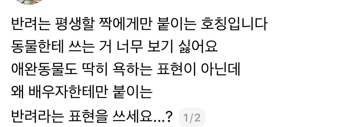 반려는 평생할 짝에게만 붙이는 호칭입니다 동물한테 쓰는거 너무보기 싫어요 | 인스티즈