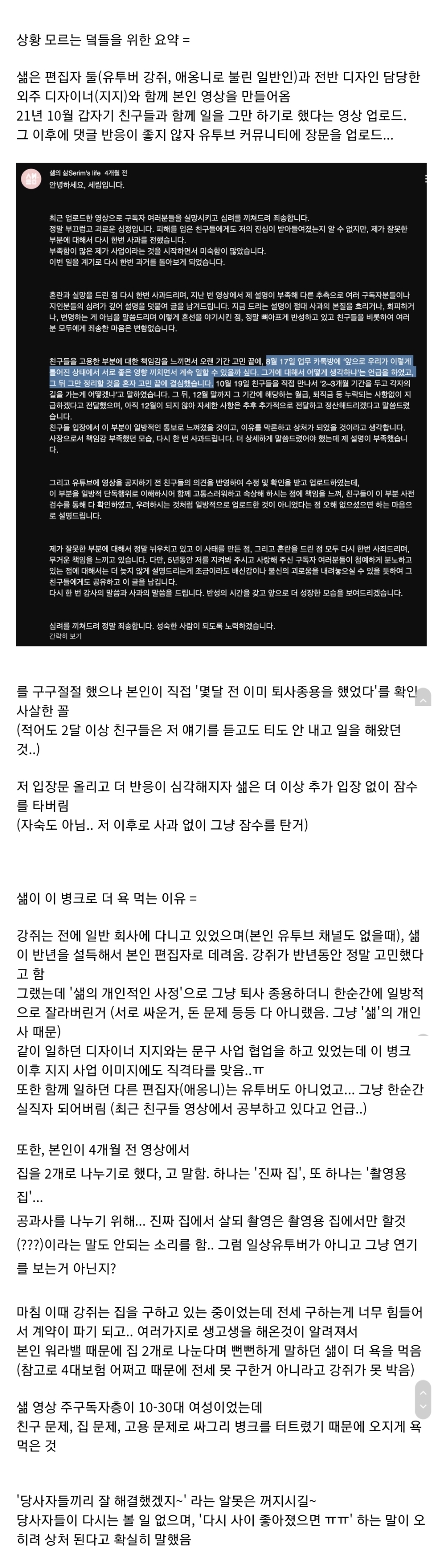 유투버 샒 어이 관련 고양이, 담배, 남친 얘기 자꾸 나오는 이유 (어이 요약정리).jpg | 인스티즈