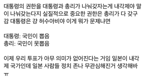 내각제 왜 반대하는거야? | 인스티즈