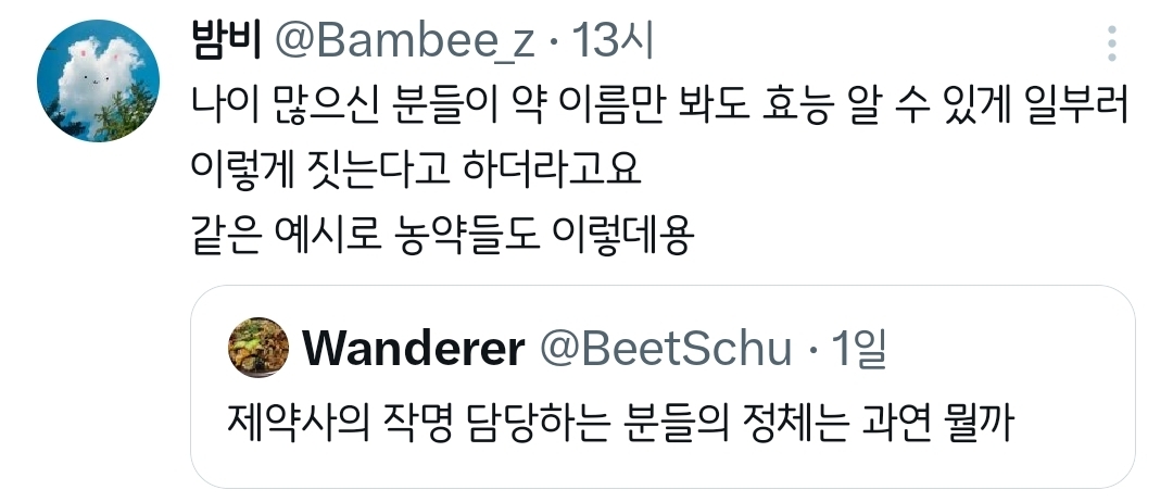 제약사의 작명 담당하는 분들의 정체는 과연 뭘까.twt | 인스티즈