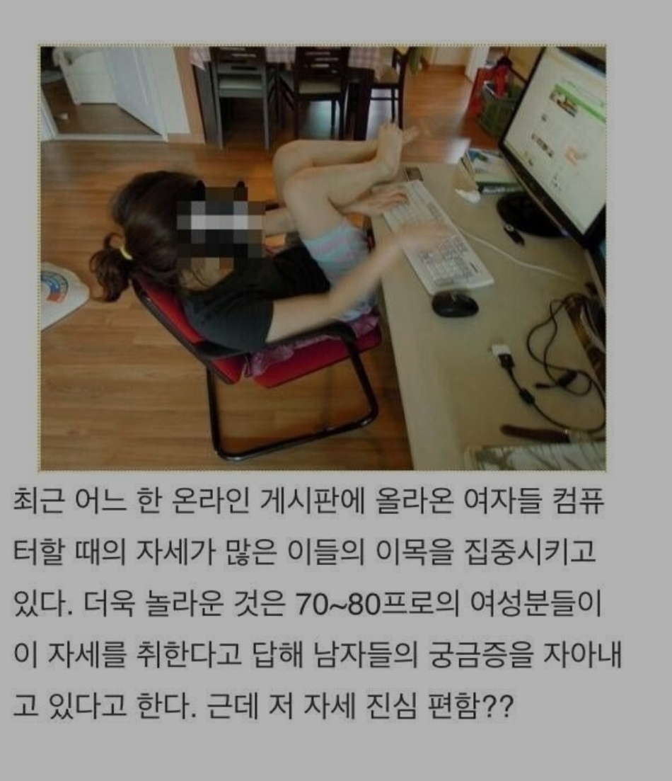 여자들 컴퓨터할 때 자세라고 올라온 짤.jpg | 인스티즈