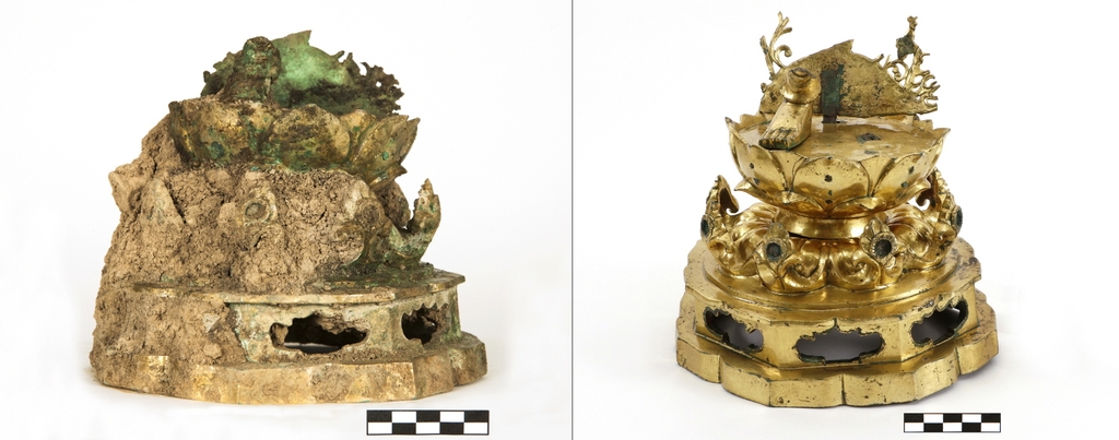 금동상의 흙과 녹을 4년 동안 벗겨냈더니 드러난 모습 | 인스티즈