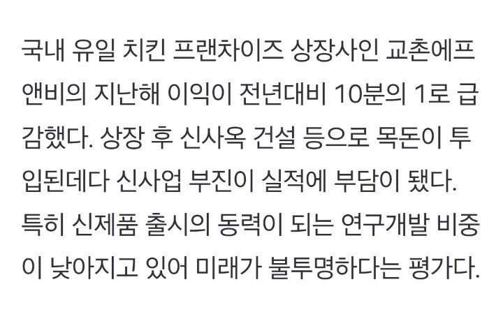 "생닭값 안올렸더니"…영업익 279억→28억 교촌치킨 '쇼크' | 인스티즈