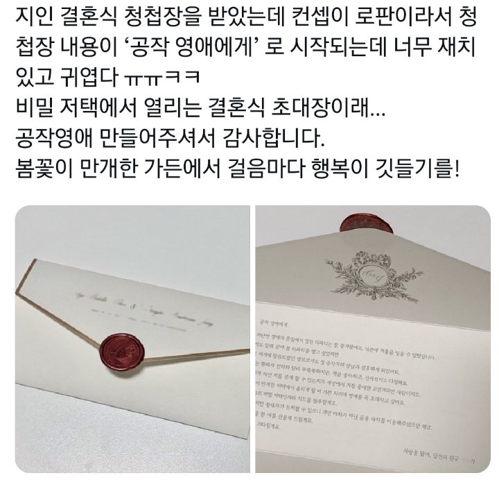 청첩장을 받았는데 컨셉이 로판인 것에 대하여 | 인스티즈