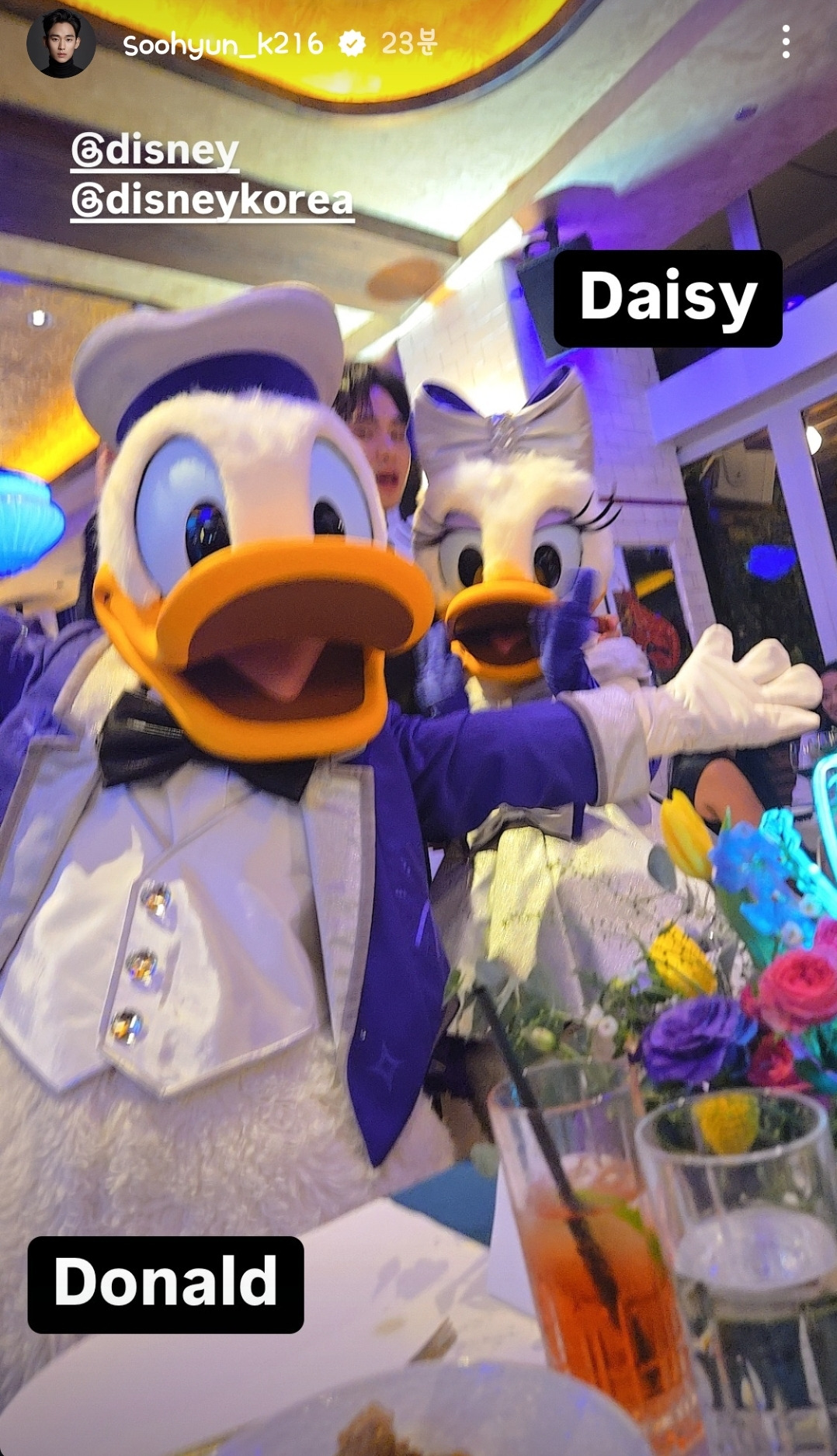 데이지랑 사진찍다가 도날드덕한테 혼난 배우(김수현) | 인스티즈