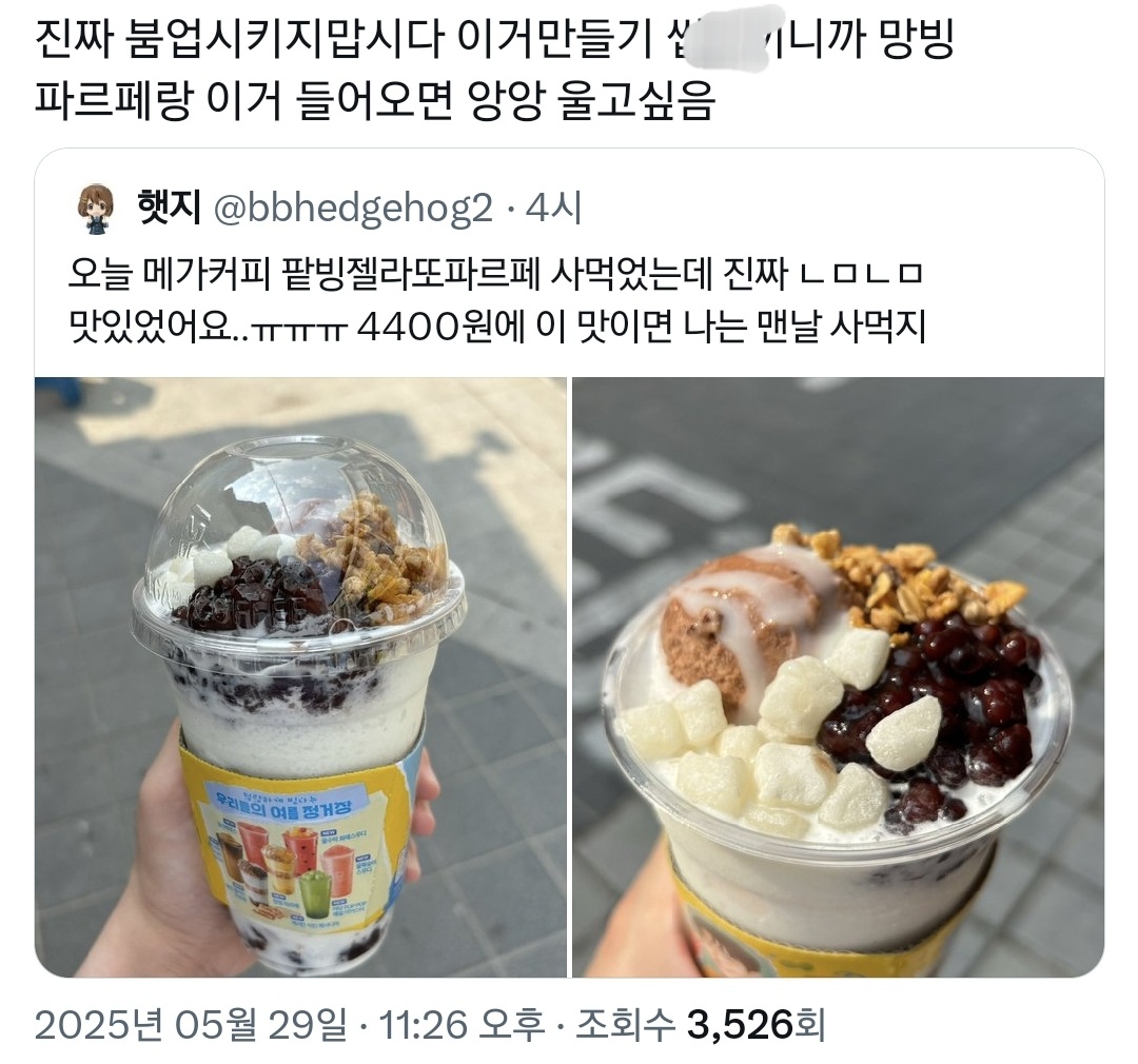 개맛있다vs개맛없다 치열하게 싸우는 중인 메가커피 신메뉴.twt | 인스티즈