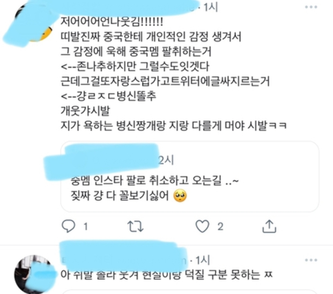 트위터에서 아이돌 중국멤버 건드리면 생기는일.jpg | 인스티즈