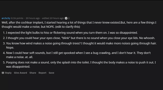 [레딧] 청각장애였다가 소리를 듣게된 사람들아, 소리 안날줄 알았는데 나서 놀랐던 물건이 뭐야? | 인스티즈