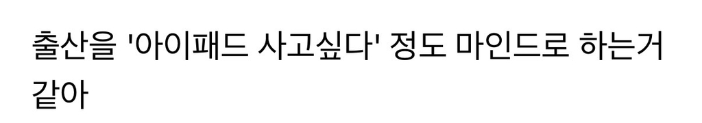 출산을 '아이패드 사고싶다' 정도 마인드로 하는거 같아 | 인스티즈