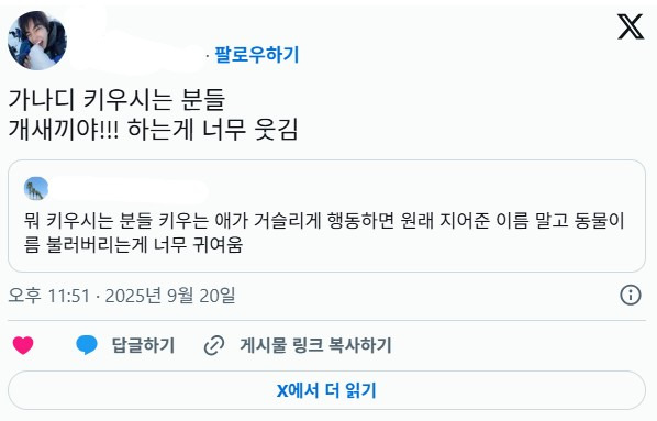 뭐 키우시는 분들 키우는 애가 거슬리게 행동하면 원래 지어준 이름 말고 동물이름 불러버리는게 너무 귀여움 | 인스티즈