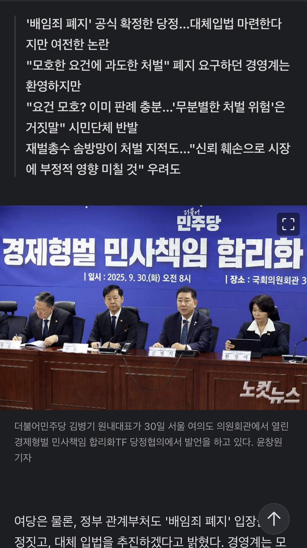 '배임죄 폐지' 정한 당정…재계는 환영, 시민사회는 반발 | 인스티즈