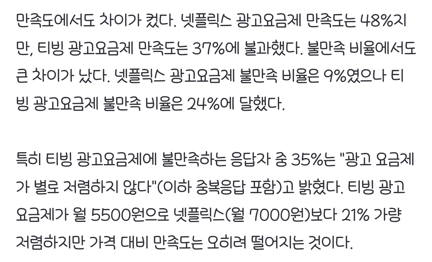 티빙 광고요금제, 넷플릭스보다 만족도 떨어졌다 | 인스티즈