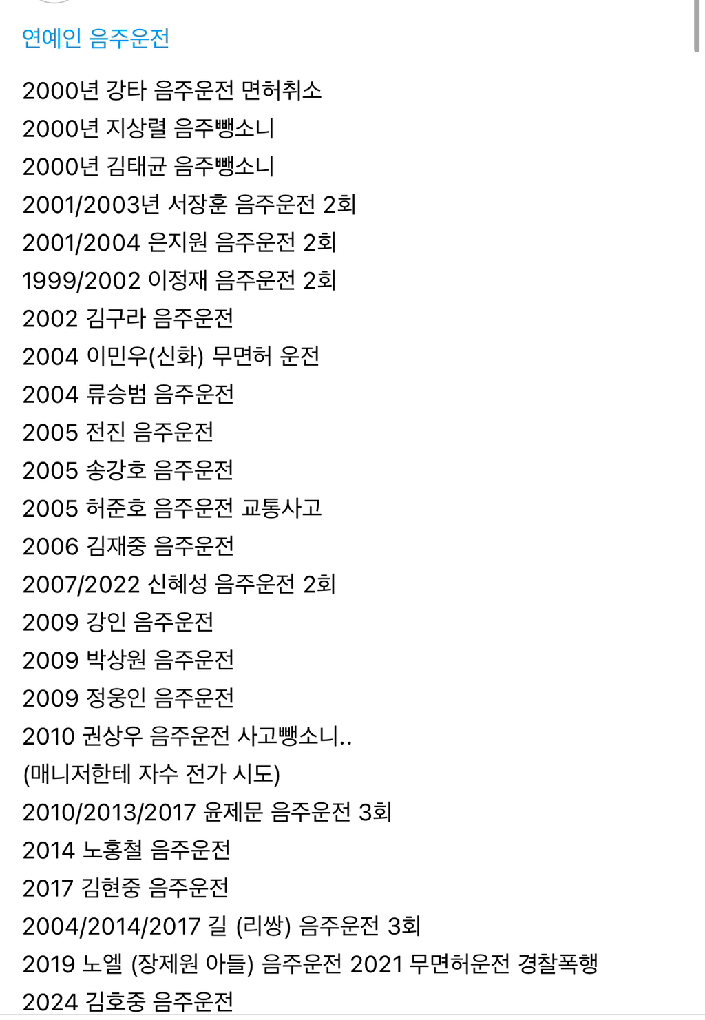 연예인 음주운전 정리 | 인스티즈