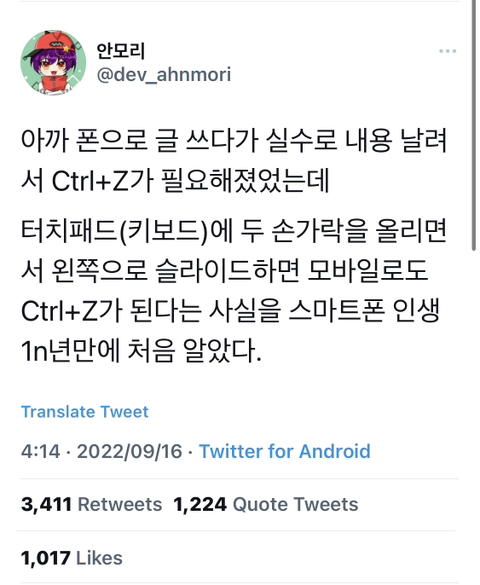 핸드폰으로 글쓰다가 날라갔을때 ctrl+z 기능쓰는법 | 인스티즈