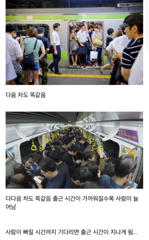 지하철 사람이 많은 걸 알아도 다음 열차를 기다리지 못하고 밀고 타는 이유 | 인스티즈