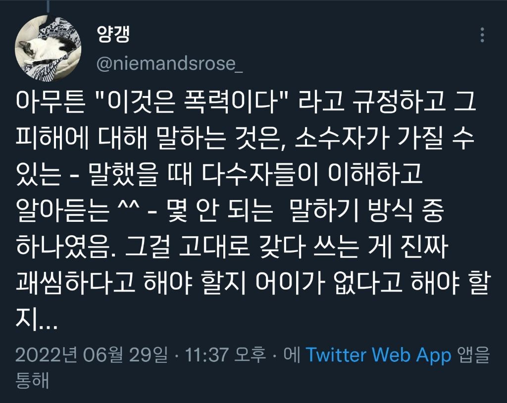 하다하다 이젠 약자의 언어마저 뺏는 강자들.twt | 인스티즈