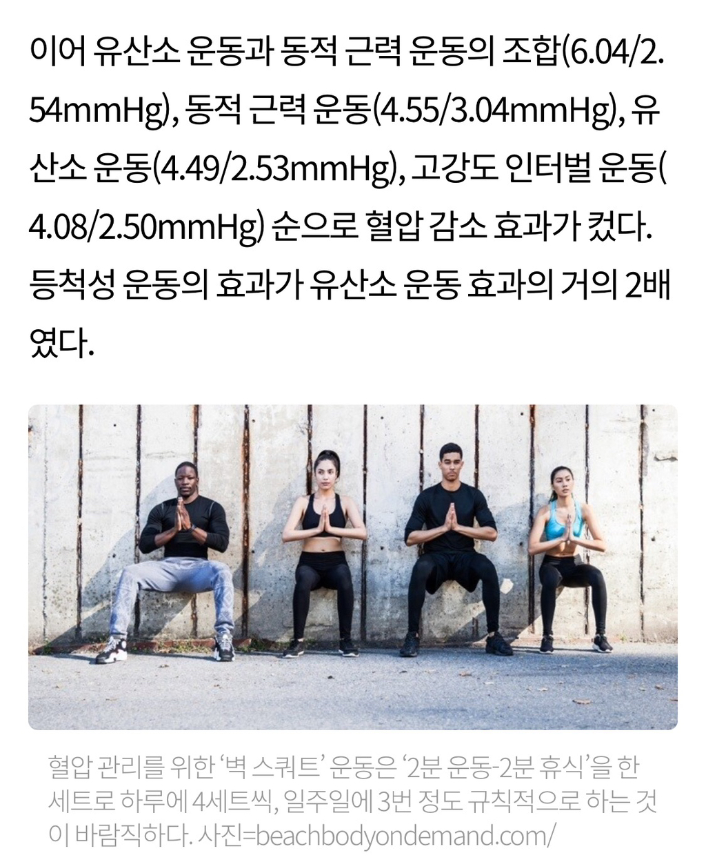 고혈압 잡는 '벽 스쿼트'…유산소 운동보다 2배 효과 | 인스티즈