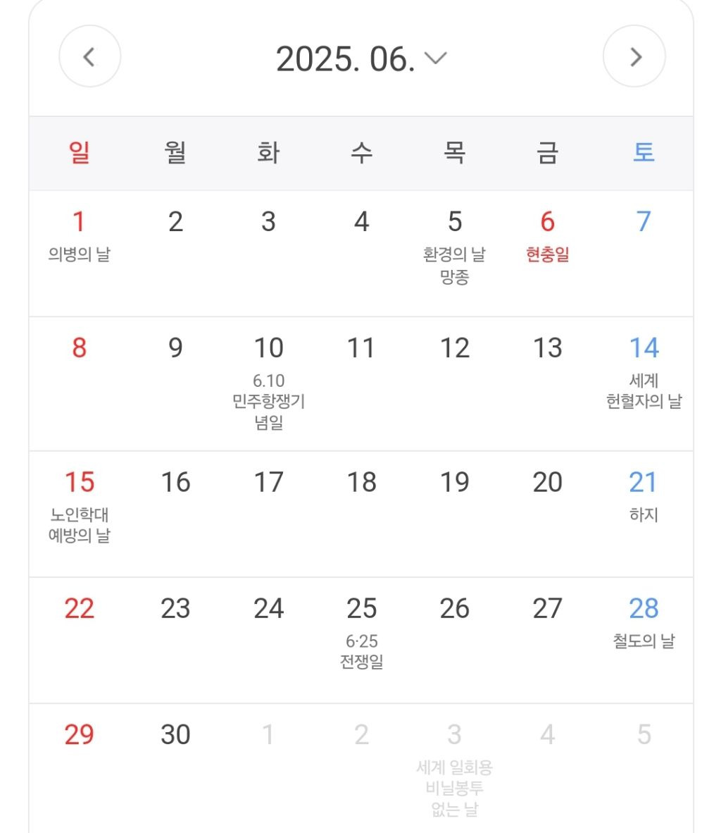 2025년 남아있는 공휴일들 위치선정 | 인스티즈