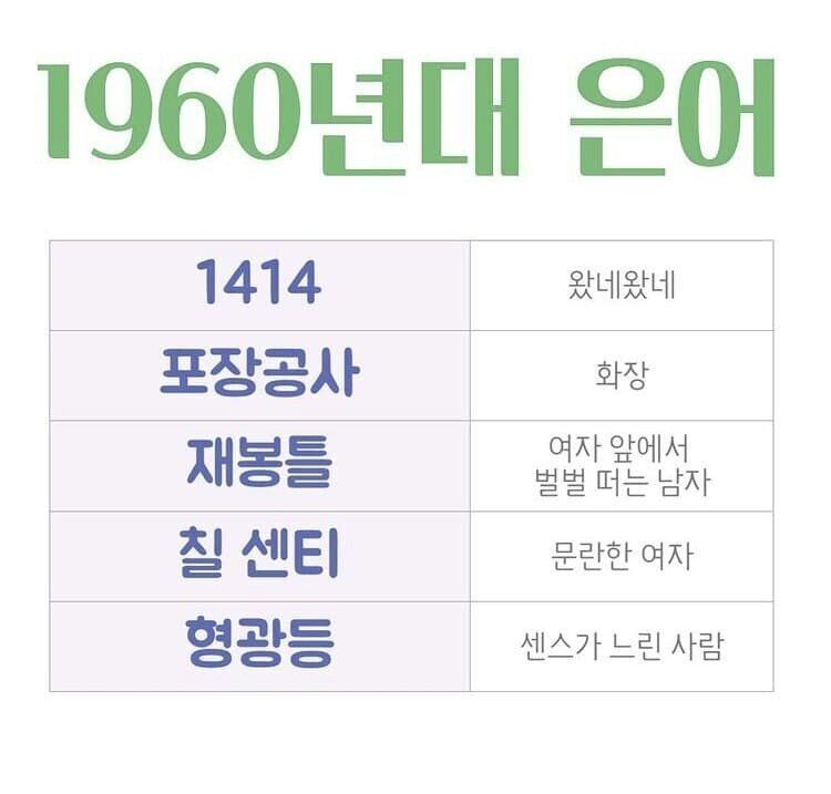 60년대 젊은이들이 쓰던 은어 | 인스티즈