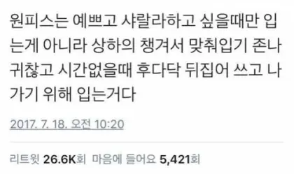 원피스 입는거 좋아하는 사람들 중에 이런 이유인 사람들 많음.jpg | 인스티즈